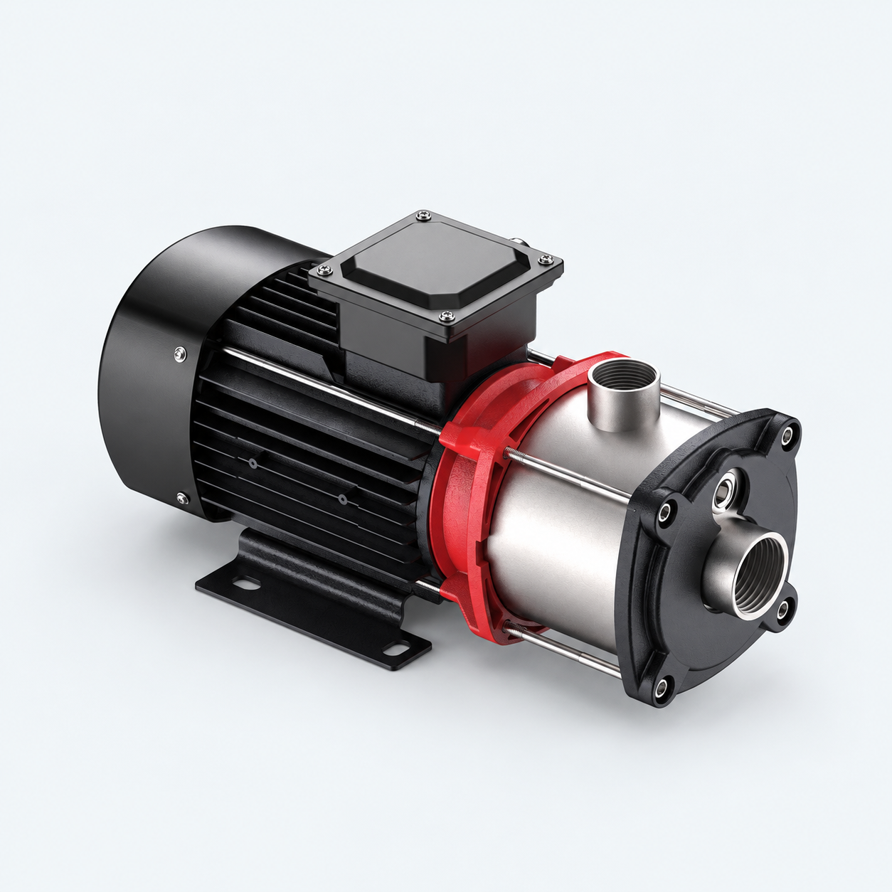 CHM viewed from the opposite side, with the motor on the left and stainless-steel hydraulic casing on the right